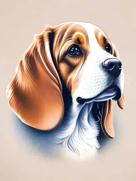 beagle, dog, design de camiseta, rzminjourney, arte vetorial, fundo branco