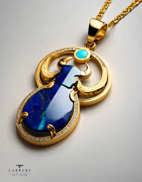 Item design, pendant design, Logo design， (A pendant design for Taurus), （Set double opal）, Black gold border, lapis lazuli，turquesa，black shell，Taurus symbol, Golden simple small calf head Van Cleef &amp; Arpels & alpes , cartier, Background with: The whi...