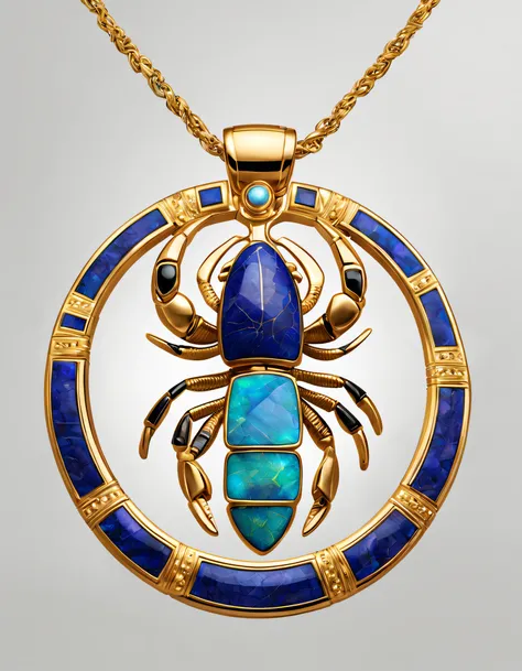 Item design, pendant design, Logo design， (Scorpio pendant design), （Set double opal）, Black gold border, lapis lazuli，turquesa，black shell，Taurus symbol,( Golden freehand little scorpion）， Van Cleef &amplifier; alpes & alps , cartier, Background with: The...