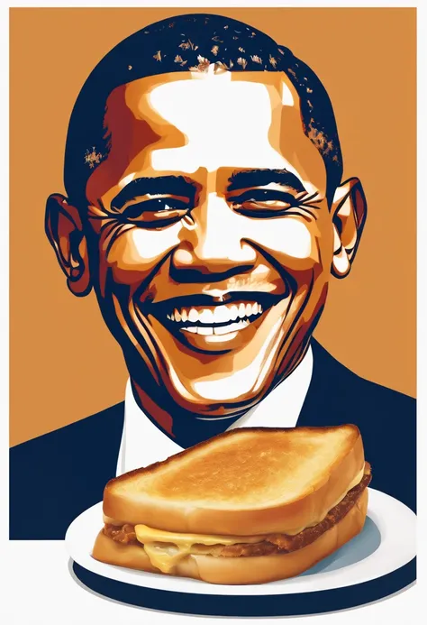 The image is of Obama, made entirely of grilled cheese, giving a speech at a podium made of bread.,original,Obama’s face on grilled cheese sandwich