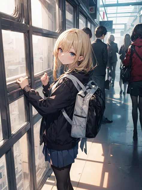 God quality, anime moe artstyle,best anime 8k konachan wallpaper,badass anime 8k,perfect anatomy, (Please draw a girl walking sleepily to school. ),break, 1girl, (Solo,Loli,child,13-year-old:1.3),a junior high school student, androgynous charm, Very Short ...