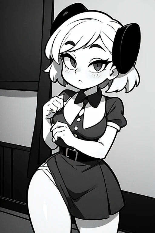 Monochrome Female Feliny In 50s Clothes