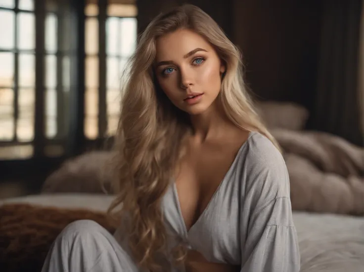 arafed woman fully , sexy girl with blue eyes, ultra realistic, meticulously detailed, portrait sophie mudd, blonde hair and large eyes, selfie of a young woman, violet myers, without makeup, natural makeup, looking directly at the camera, face with artgra...