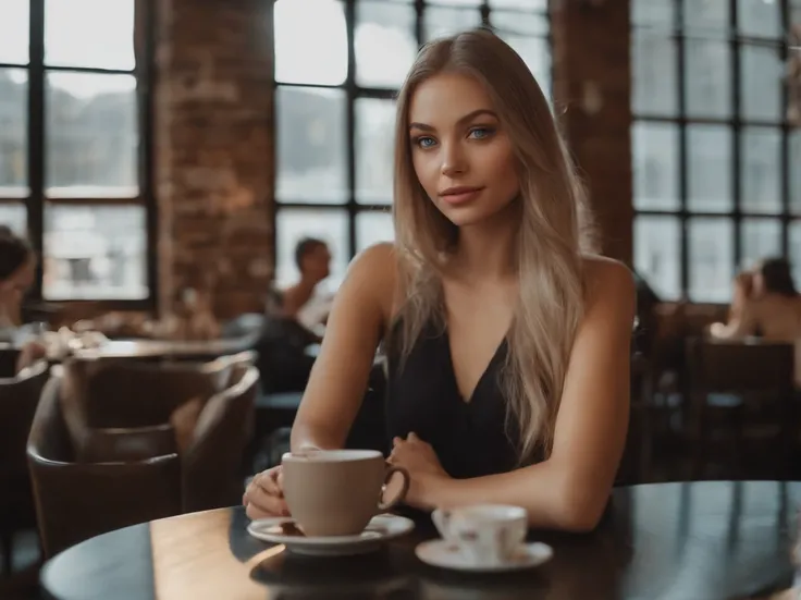 arafed woman fully , sexy girl with blue eyes, ultra realistic, meticulously detailed, portrait sophie mudd, blonde hair and large eyes, selfie of a young woman, violet myers, without makeup, natural makeup, looking directly at the camera, face with artgra...