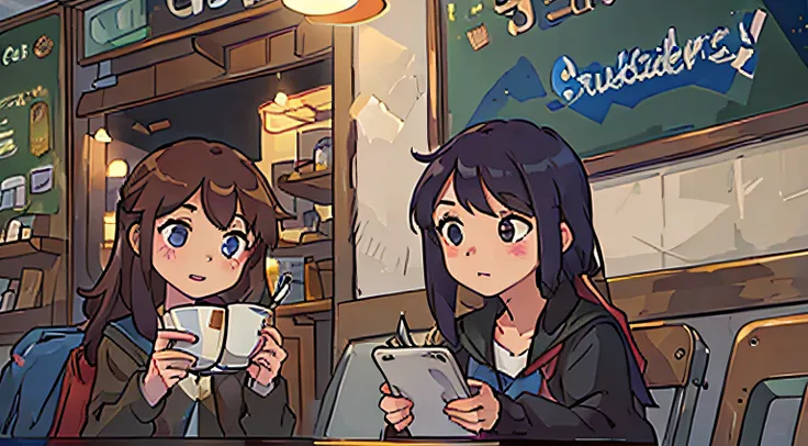 students studying at a cafe