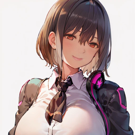 best quality, masutepiece, hight resolution, 1girl in, 茜s, (a dark-haired:1.8), brown eyes, black jacket, headphones, teepee, na...