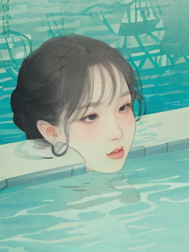 1girl,pool,closeup