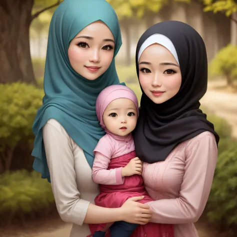 Mother with beautiful child hijab