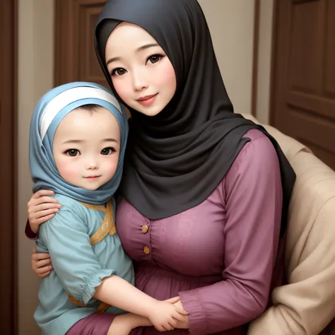 Mother with beautiful child hijab