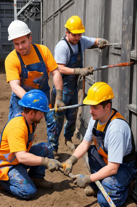 Paint a picture of workers doing manual labor