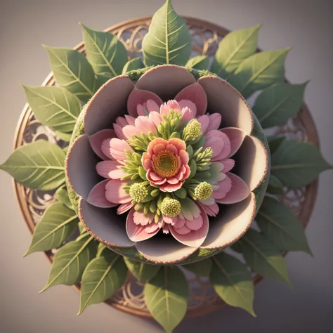 multiple flower and leaf pattern, 3d, --auto --s2