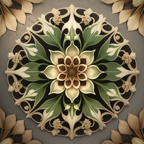 multiple flower and leaf pattern, 3d, --auto --s2