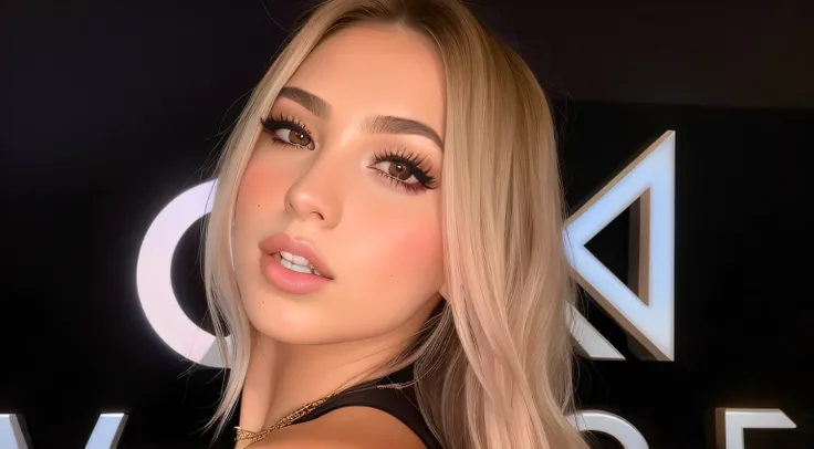 Mulher loira com cabelo longo e batom rosa posando para uma foto, Marischa Becker, Retrato Sophie Mudd, ava max, Olivia de Bernardinis, Lorena Avarez, rosto sexy com maquiagem completa, Kailee Mandel, cabelos loiros e olhos grandes, ástor alexander, rosto ...