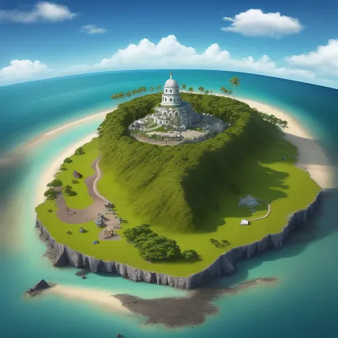 island seen from afar cartoon style