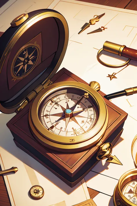 set of compass, compass, magnifying glass, bezel