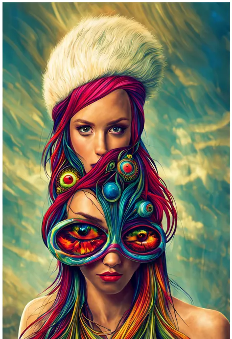 Just a psychedelic beautifull picture of life lot of flashy colored alien eyes