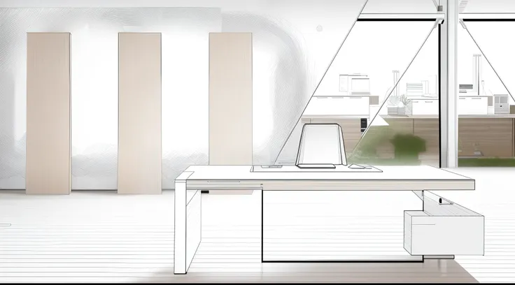 there is a desk with a computer on it in a room, office furniture, desks, big desk, minimalist desk, modern office, tables, desk, furniture design, slik design, minimal modern, minimal design, thumbnail, hr geiger design, minimalist furniture, minimalistic...