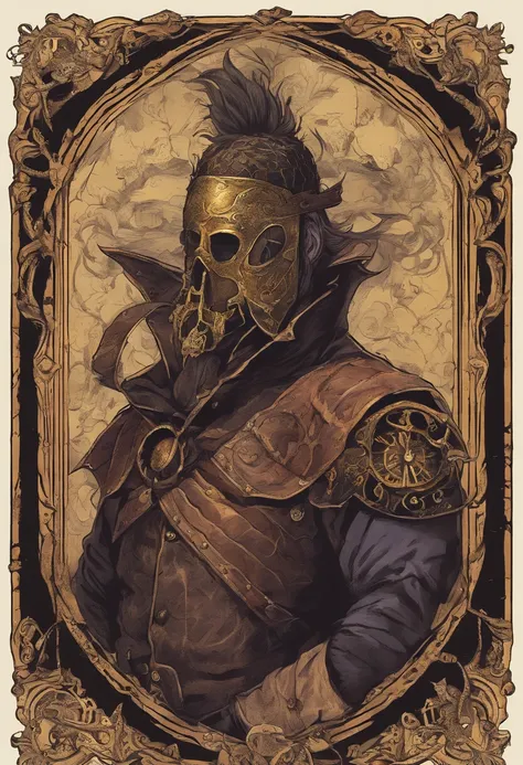 fantasy version of Bane with a clockwork / steampunk style mask and apparatus