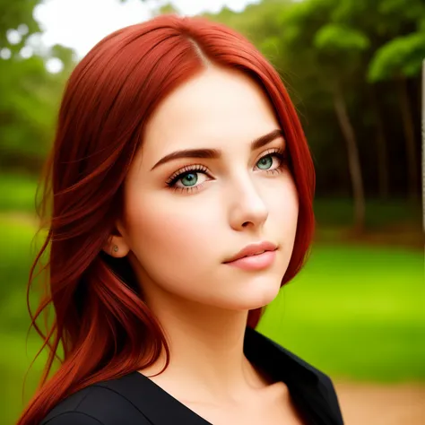 Prompts Copy prompts red hair, ultra realistic, selfie de uma jovem mulher, parque nacional, olhos grandes, olhos azuis, Retrato Sophie Mudd, maquiagem natural, tiro de corpo inteiro, busto de tamanho grande, Russa linda e hiper-realista 16k fundo interior...