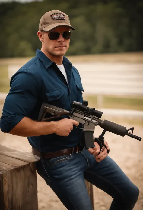 A photo of Cody at the local shooting range, aiming down the sights of a high-powered rifle with a focused expression on his face.,original,Cody “Thunder” Johnson, a fictional NASCAR legend, hails from the heart of Alabama, embodying the spirit of a true S...