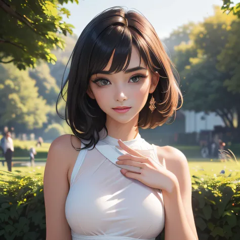 (Extremely detailed 8k wallpaper:2), (photo:2), (24 years old soigne Beautiful girl:2), (gives a lecture to friends:2), detailed (Face and eyes), (hyper realistic:1), (highly detailed:1), (epic realistic:1), rim light, (maximum details:1), cozy, (fullbody:...