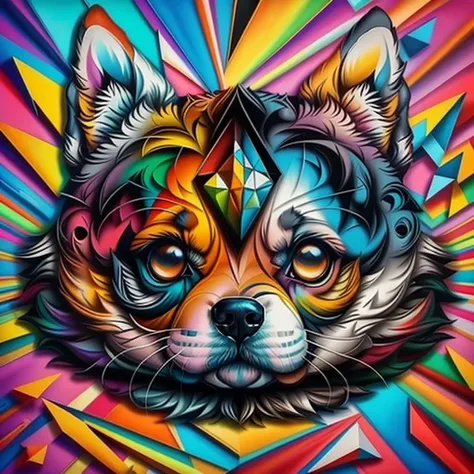 (dog), Eduardo Kobra padding ,wall PORTRAIT geometric multidimensional, art, chibi,
yang08k, beautiful, colorful,
masterpieces, top quality, best quality, official art, beautiful and aesthetic,