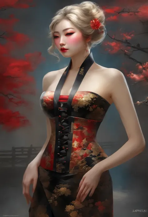 Black corset,束缚、(A room in a hotel)、full body Esbian、((top-quality、8K、​masterpiece:1.3))、Crisp focus:1.2、Beautiful woman with perfect body shape:1.4、Slender Abs:1.2、((layers-Cut、Colossal tits:1.2))、(Sateen、Street:1.2)、a wet body:1.5、Highly detailed facial ...