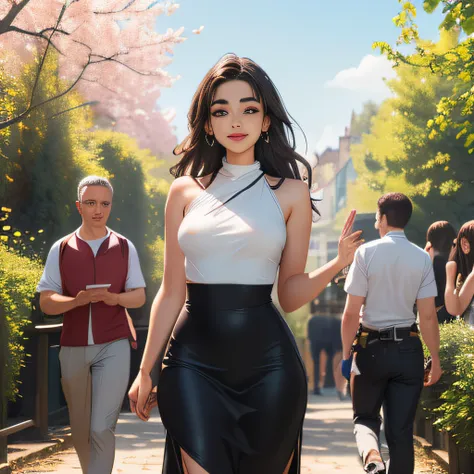 (Extremely detailed 8k wallpaper:2), (photo:2), (26 years old soigne Beautiful girl:2), (gives a lecture to friends:2), detailed (Face and eyes), (hyper realistic:1), (highly detailed:1), (epic realistic:1), rim light, (maximum details:1), cozy, (fullbody:...