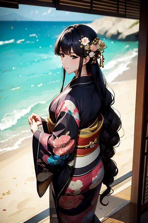 long hair, kimono,