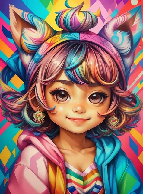 (Lulu of Pumerania ),(happy)),(2ear)), Eduardo Kobra padding ,wall PORTRAIT geometric multidimensional, art, chibi,
yang08k, beautiful, colorful,
masterpieces, top quality, best quality, official art, beautiful and aesthetic,