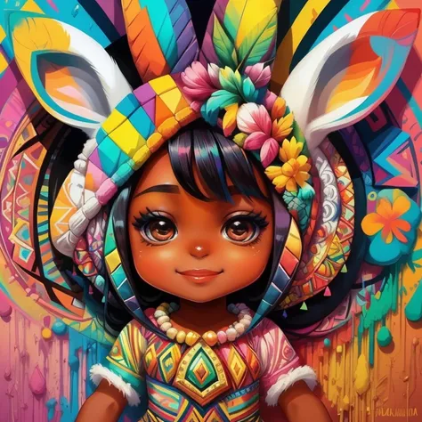 (Lulu da pumerania ),(feliz)),(2orelha)),  Eduardo Kobra acolchoamento ,multidimensional geometric PORTRAIT wall, arte, chibi, pele negra, 
yang08k, lindo, colorido,
obras-primas, qualidade superior, melhor qualidade, arte oficial, beautiful and aesthetic,