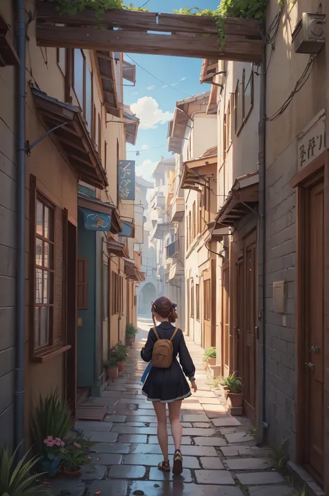 KyoAni illustrations expressed in unreal engine 5、Spectacular scenery drawn in 16K detail、beautiful woman exploring、Vibrant colors、best quality, You are a professional animator and always draw at least two illustrations.。Believe in your own growth and go b...