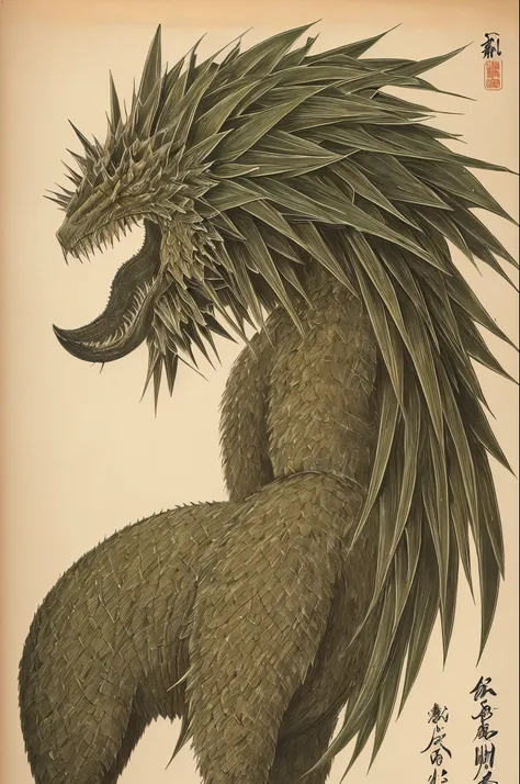 A large quadrupedal monster、The head is like a bamboo shoot and the tail is a sharp spear made of countless pieces of bamboo.