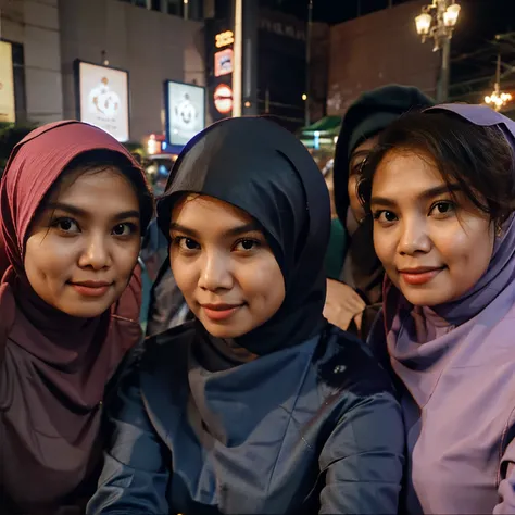 a group of malay veiled women gathered and sefie