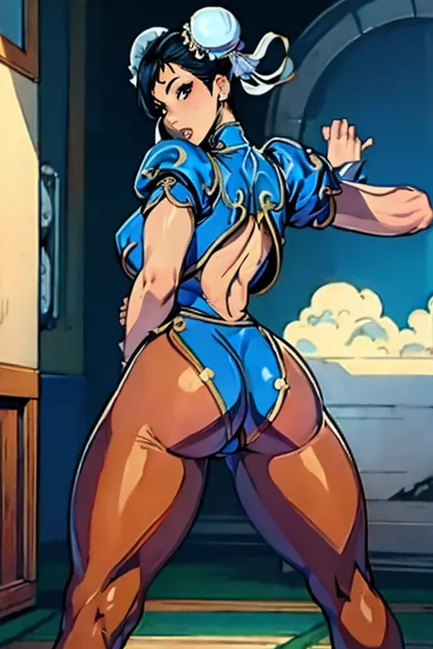 personaje chun li lado posterior mostrando el culo y su ano, NSFW sexy mostrando su posterior   full body size