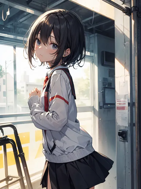 God quality, anime moe artstyle,best anime 8k konachan wallpaper,badass anime 8k,perfect anatomy, (Please draw a girl walking sleepily to school. ),break, 1girl, (Solo,Loli,child,13-year-old:1.3),a junior high school student, androgynous charm, (Very Short...