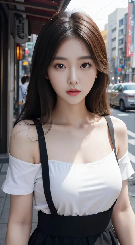 Araf Asian woman in shoulder straps and white shirt on city street, gorgeous young korean woman, beautiful Korean women, beautiful young korean woman, Korean girls, Beautiful Asian Girls, beautiful Japanese girl face, korean woman, Young and cute Korean fa...