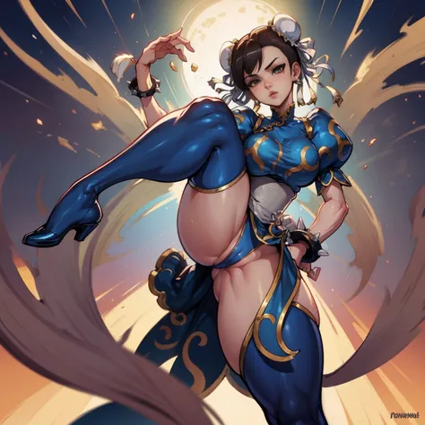 Personaje chun li street fighter , con su ropa de caracteristica , full body size, cuerpo completo y zapatos