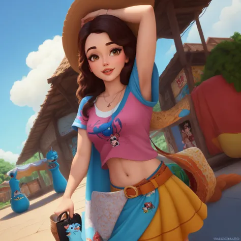 Fundo disney pixar mulher morena bochechuda