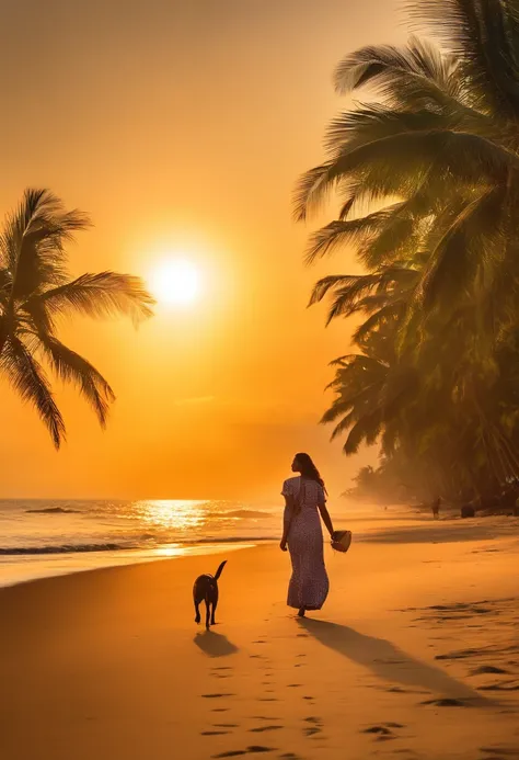 ​masterpiece、top-quality、morning、stroll。pup、1girl in、Cloud Girl、floating in sky、a closeup、with light glowing、Happiness、Fresh morning sunshine、(Spark:0.7) 、stroll、landscapes, beach in background, palm trees, kerala, india