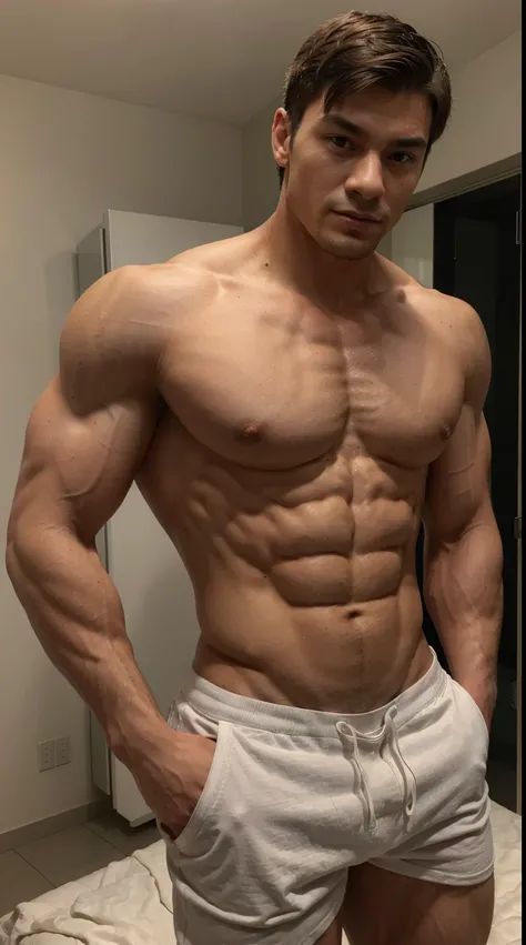 Man in shirt posing for photo, Ripped,Bigchest, lean and muscular, well-muscled, lean but muscular, beautiful handsome body, very muscular, muscular bodies, shirtless, Muscular men, sexy muscular body, musculature, Attractive body, well-muscled, muscular b...