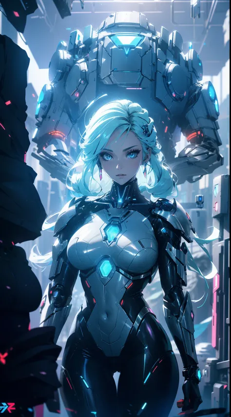 Arafed Woman in futuristic costume posing for photo, in futuristic white armor, Girl in Mecha Cyber Armor, unreal engine rendering + a goddess, Cyborg porcelain armor, Shiny White Armor, gynoid cyborg body, Beautiful and attractive cyborg woman, diverse cy...