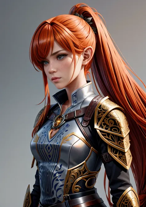 extremely detailed 8k wallpaper, Ultrarealistic, highres, masterpiece, ultra-detailed, high resolution, smooth, video game cut scene, close up, various angles, 1 young female elf warrior with a very detailed long hair, ((intricate hairstyle:1.3)), half up ...