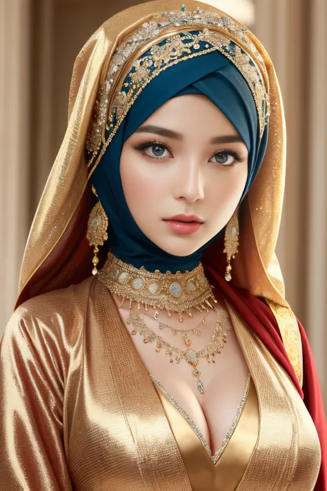 bellydancer, Absurd, ultra-detailed, high quality, masterpiece,  detailed face, beautiful eyes(detailed eyes), Greek mythology, Goddess, Hera , the queen of the gods, striking and captivating, features are classically beautiful, with high cheekbones, a per...