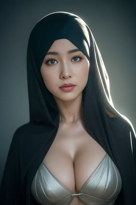 waterfall, bellydancer, massive breasts, mongolian, (((hijabi))), cleavage, reflection light, chiaroscuro, depth of field, cinematic lighting, ray tracing, Sony FE GM, UHD, super detail, masterpiece, textured skin, high details, best quality, award winning...