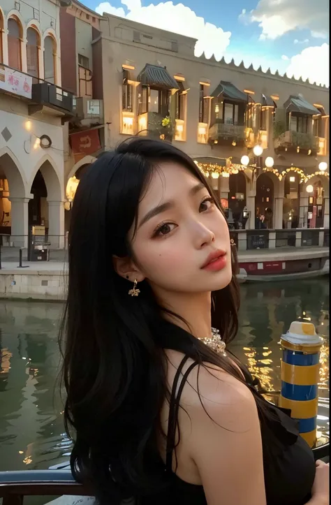 araffe woman in black dress standing near a canal in a city, menina coreana, Ulzzang, Mulher sul-coreana bonita, Jaeyeon Nam, Jinyoung Canela, jennie blackpink, Heonhwa Choe, linda mulher coreana jovem, mulher coreana jovem bonita, Mulher coreana, a young ...