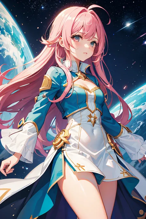 1girl, Star Mage, Pink Hair Maria Chiquinha, Cosmic comets,