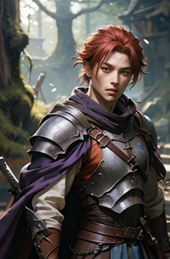 Handsome men 、Spiny head,RPG、redhair、Purple costume、The sword、swordsmen、Purple cloak