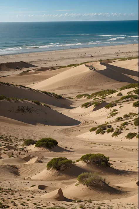 un lugar en un desierto de la tierra, with little vegetation and beautiful dunes, a pie de la playa, with spectacular views of the ocean