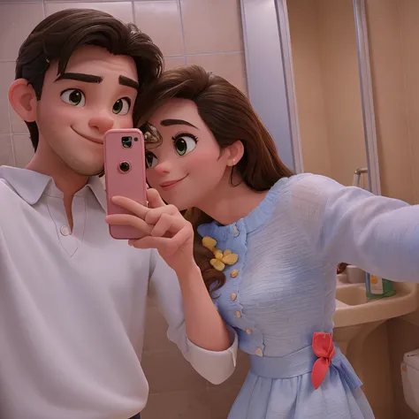 they are taking a selfie in the mirror of a bathroom, profile pic, in love selfie, very very low quality picture, lovely couple, candid picture, facebook post, profile image, couple pose, picture, couple, profile picture, low quality photograph, candid pho...